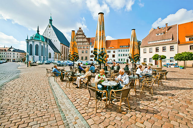 Untermarkt mit Dom St. Marien und Stadt- und Bergbaumuseum.