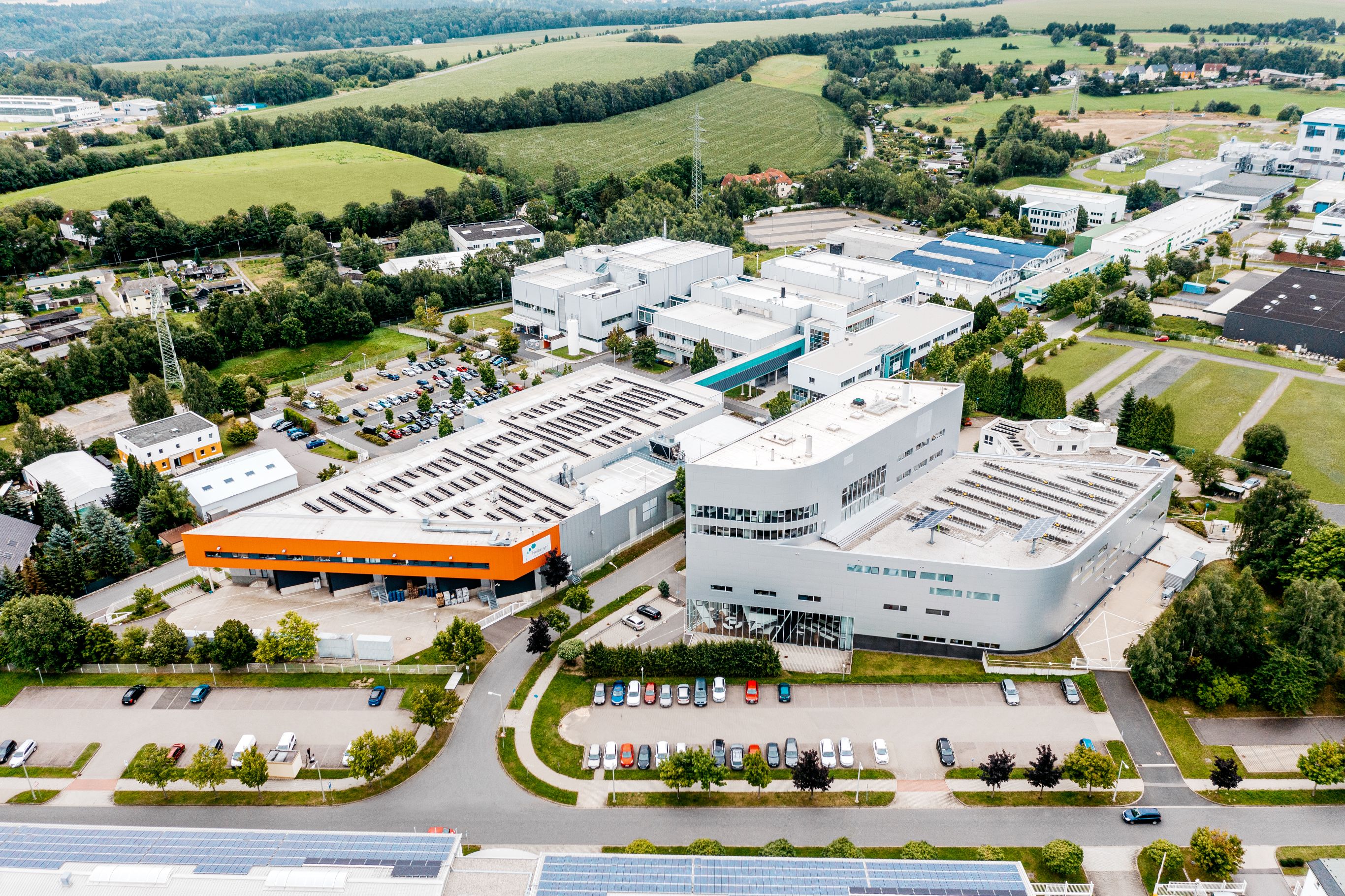 Blick auf das Gewerbegebiet Süd in Freiberg